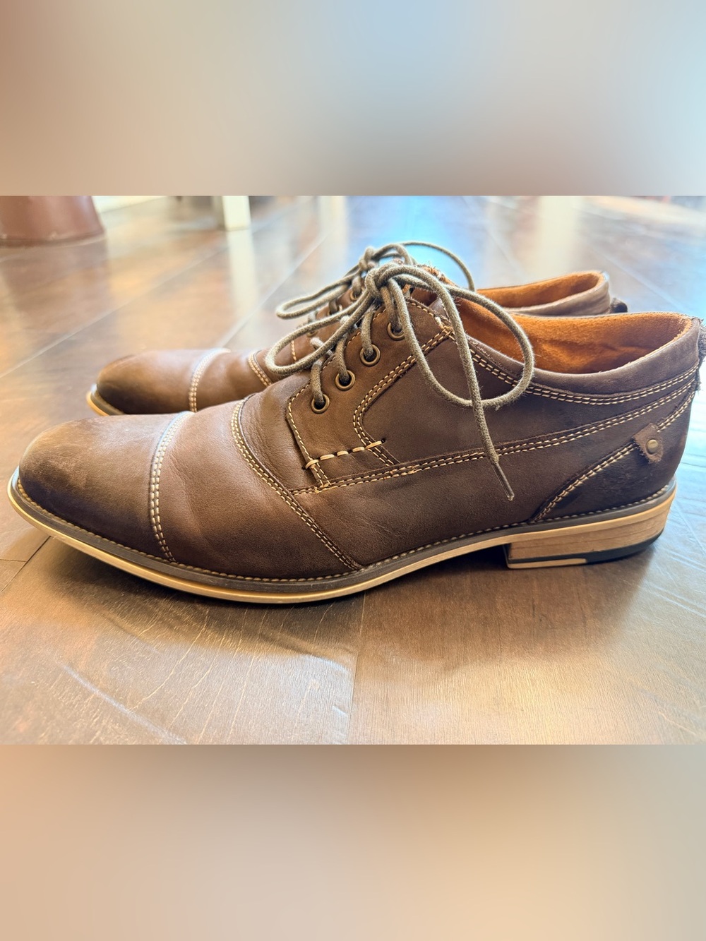 Steve Madden Dark Brown Leather Lace-Up Oxford
